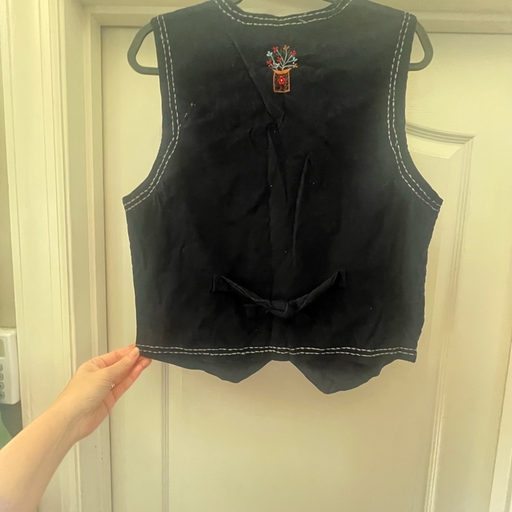 Vintage Van Heusen Corduroy Embroidered Medium Cottagecore Vest Garden Floral - Picture 7 of 15